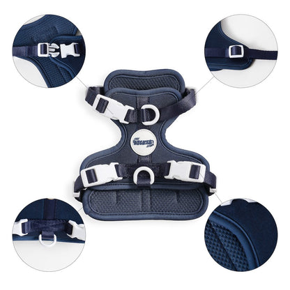 Arlo Adjustable Soft Padded No Pull Pet Harness with 3 Buckles and 3 Leash Clips
