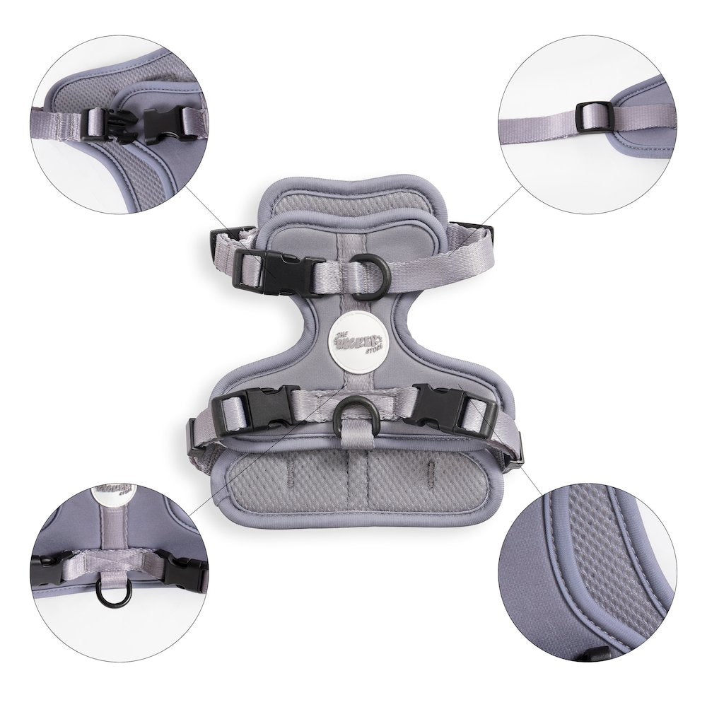 Arlo Adjustable Soft Padded No Pull Pet Harness with 3 Buckles and 3 Leash Clips