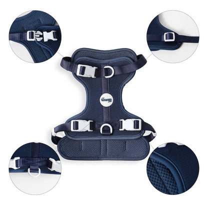 Arlo Adjustable Soft Padded No Pull Pet Harness with 3 Buckles and 3 Leash Clips