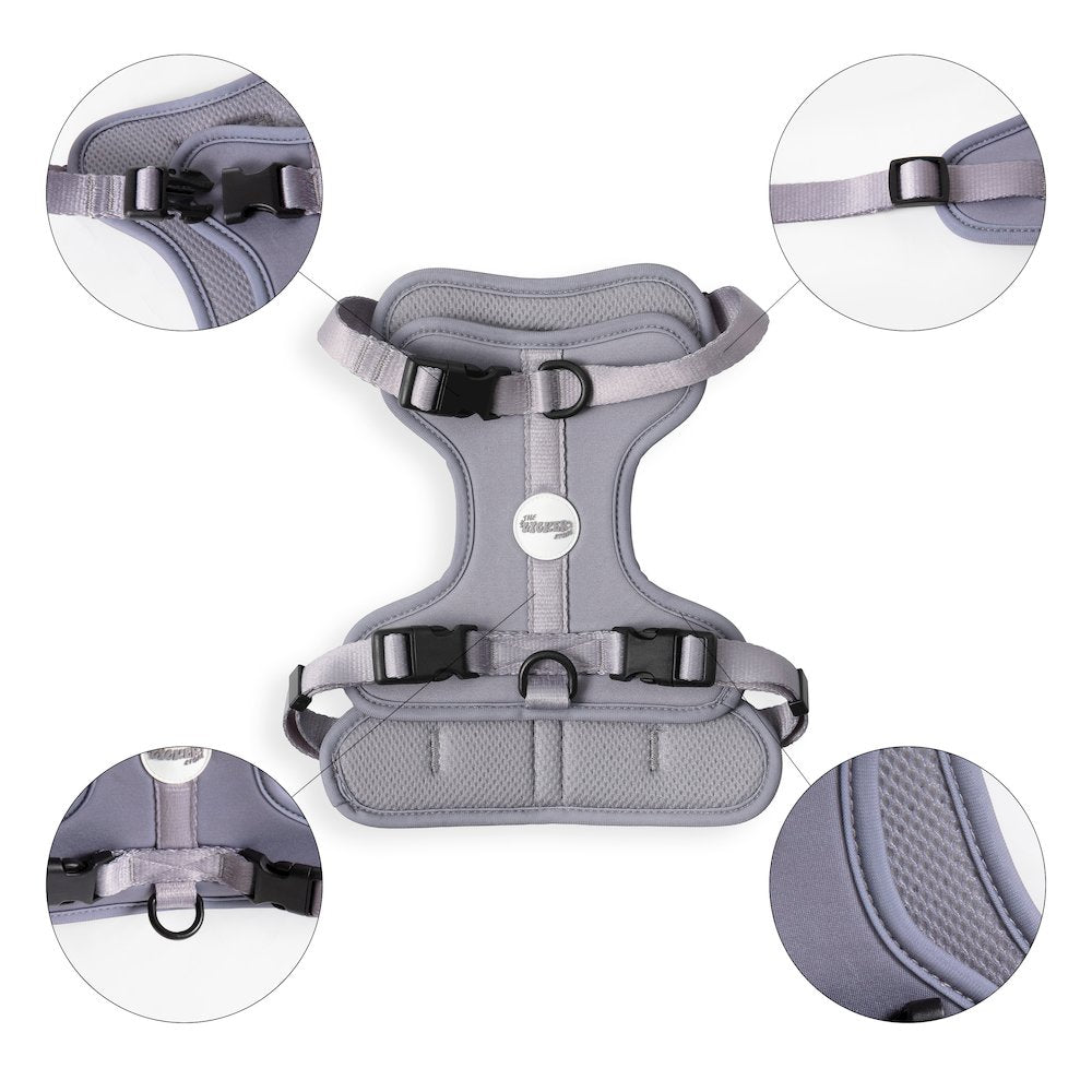 Arlo Adjustable Soft Padded No Pull Pet Harness with 3 Buckles and 3 Leash Clips