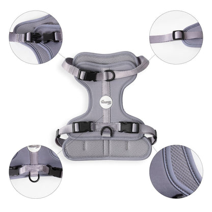 Arlo Adjustable Soft Padded No Pull Pet Harness with 3 Buckles and 3 Leash Clips