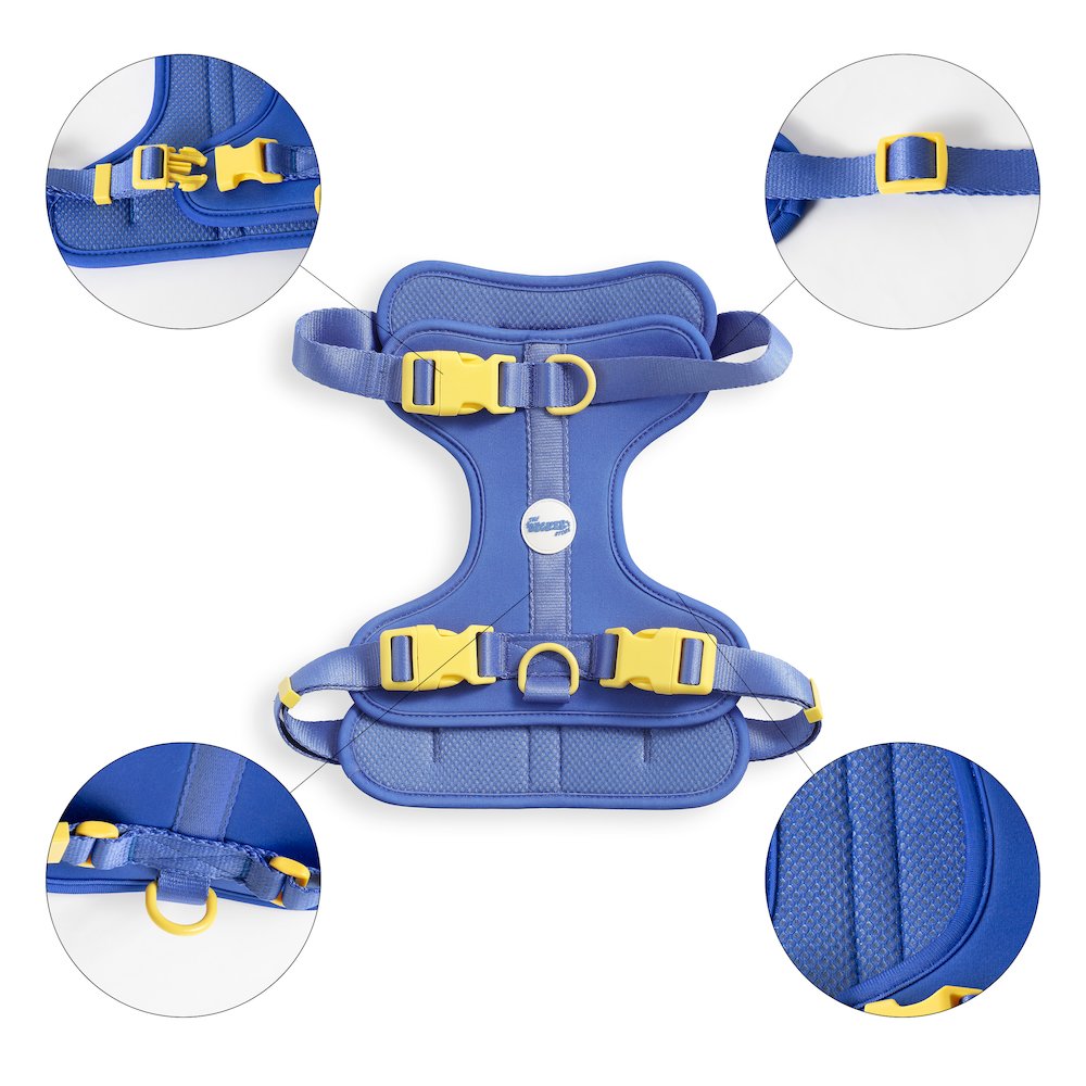 Adjustable Soft Padded No Pull Pet Harness with 3 Buckles and 3 Leash Clips