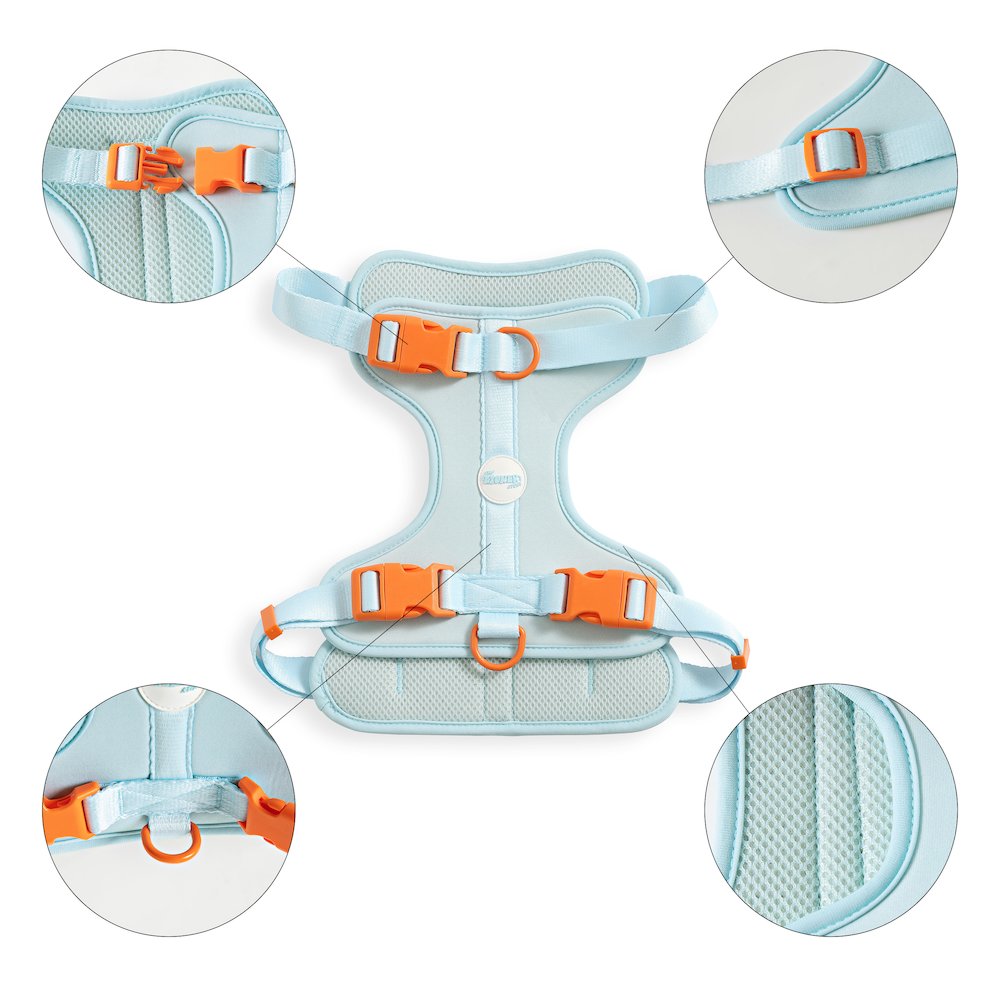 Adjustable Soft Padded No Pull Pet Harness with 3 Buckles and 3 Leash Clips