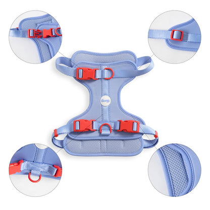 Adjustable Soft Padded No Pull Pet Harness with 3 Buckles and 3 Leash Clips