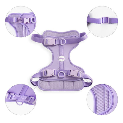 Adjustable Soft Padded No Pull Pet Harness with 3 Buckles and 3 Leash Clips
