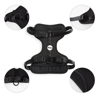 Adjustable Soft Padded No Pull Pet Harness with 3 Buckles and 3 Leash Clips