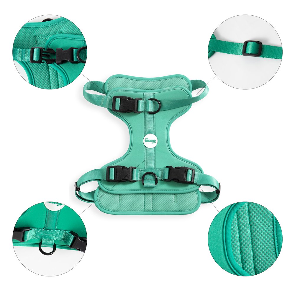 Adjustable Soft Padded No Pull Pet Harness with 3 Buckles and 3 Leash Clips