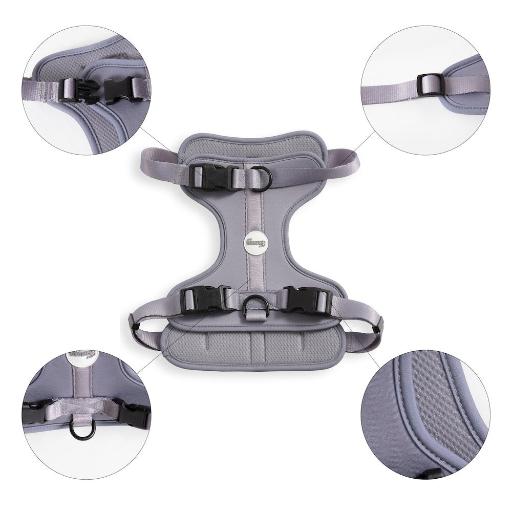 Adjustable Soft Padded No Pull Pet Harness with 3 Buckles and 3 Leash Clips