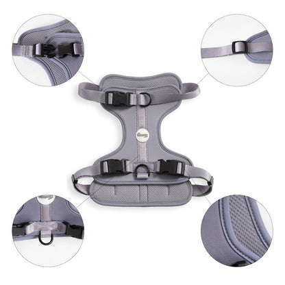 Adjustable Soft Padded No Pull Pet Harness with 3 Buckles and 3 Leash Clips