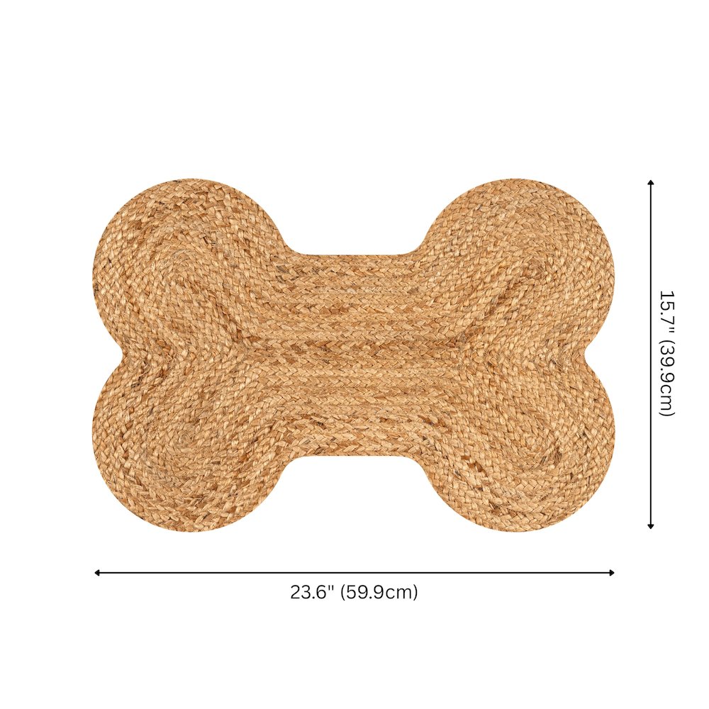 Mires 24 in. x 16 in. Braided Jute Pet Feeding Mat, Natural Brown