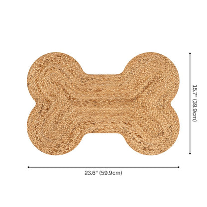 Mires 24 in. x 16 in. Braided Jute Pet Feeding Mat, Natural Brown