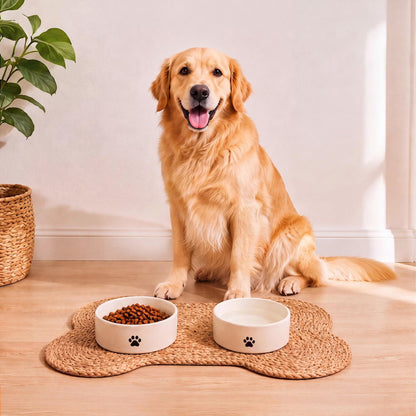 Mires 24 in. x 16 in. Braided Jute Pet Feeding Mat, Natural Brown
