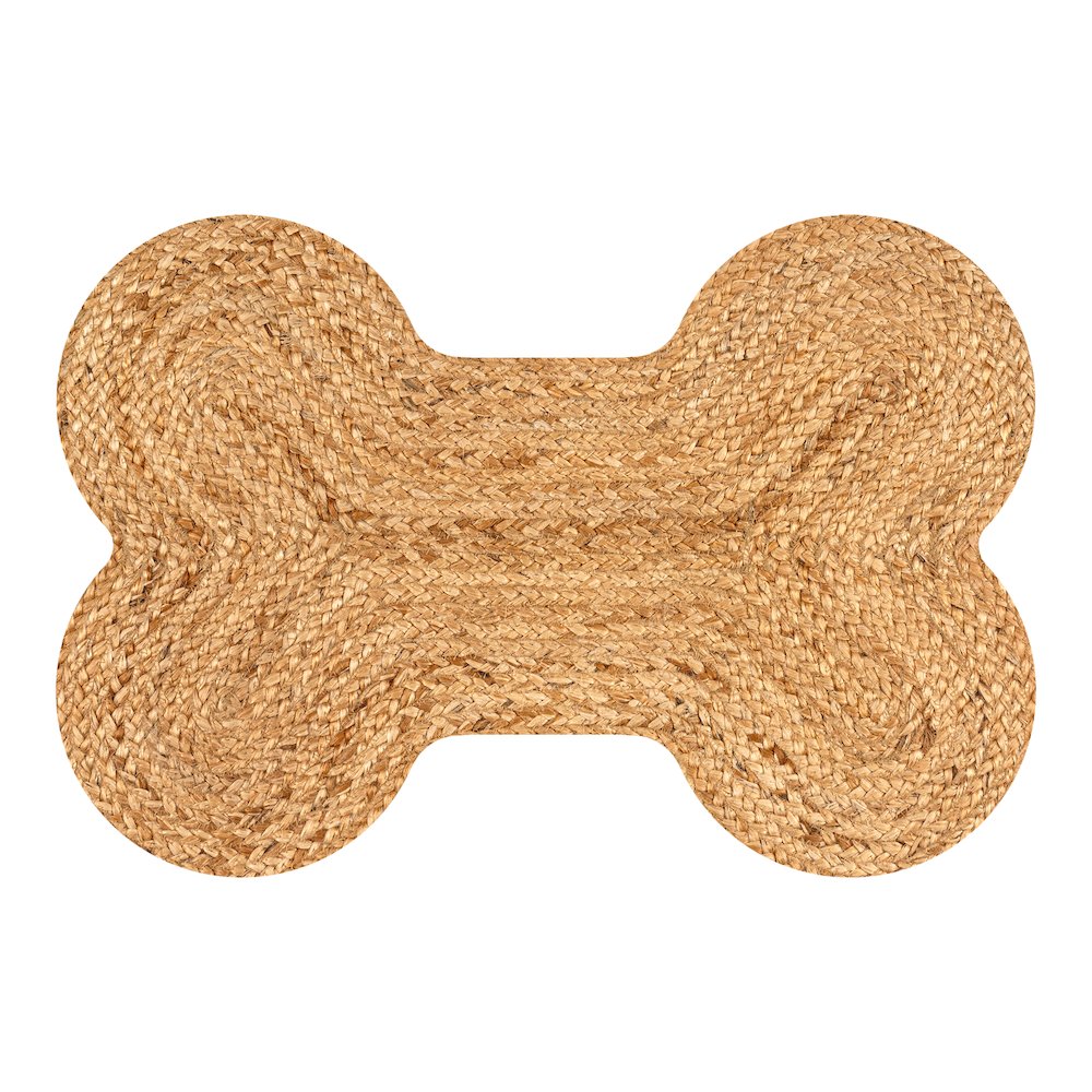 Mires 24 in. x 16 in. Braided Jute Pet Feeding Mat, Natural Brown