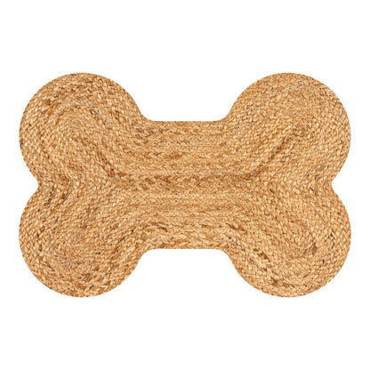 Mires 24 in. x 16 in. Braided Jute Pet Feeding Mat, Natural Brown