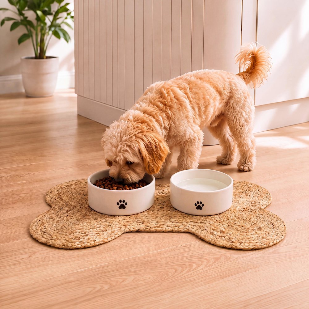 Mires 24 in. x 16 in. Braided Jute Pet Feeding Mat, Natural Brown