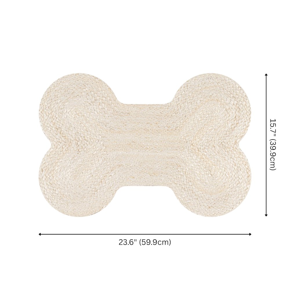 Mires 24 in. x 16 in. Braided Jute Pet Feeding Mat, Ivory