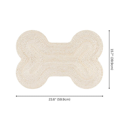 Mires 24 in. x 16 in. Braided Jute Pet Feeding Mat, Ivory