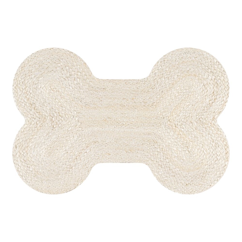 Mires 24 in. x 16 in. Braided Jute Pet Feeding Mat, Ivory