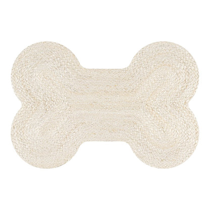 Mires 24 in. x 16 in. Braided Jute Pet Feeding Mat, Ivory
