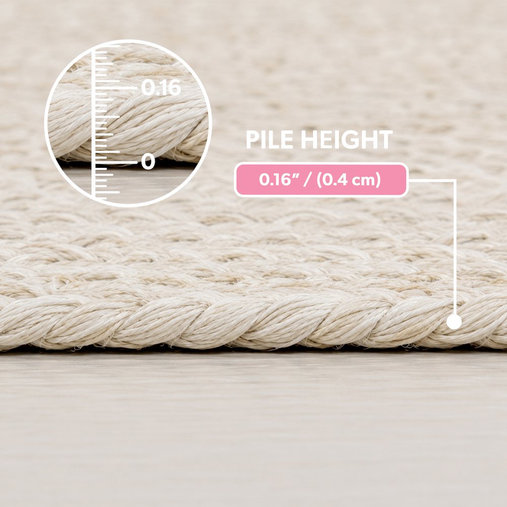 Mires 24 in. x 16 in. Braided Jute Pet Feeding Mat, Ivory