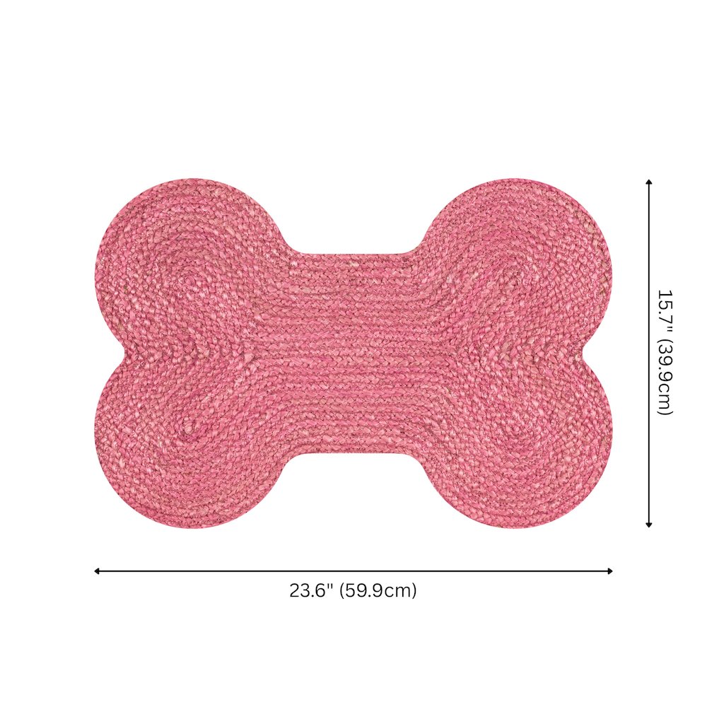 Mires 24 in. x 16 in. Braided Jute Pet Feeding Mat, Pink