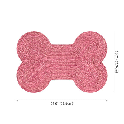 Mires 24 in. x 16 in. Braided Jute Pet Feeding Mat, Pink