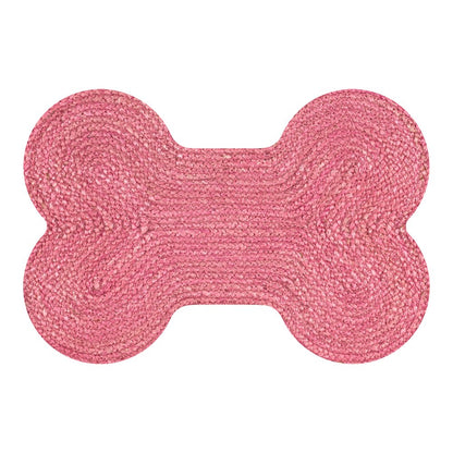 Mires 24 in. x 16 in. Braided Jute Pet Feeding Mat, Pink