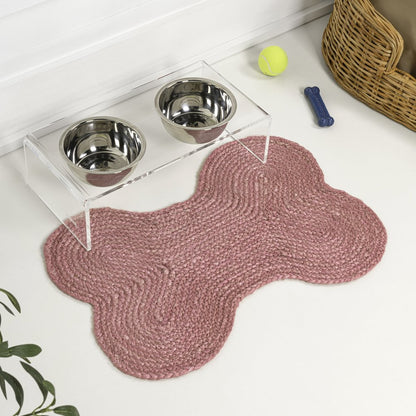 Mires 24 in. x 16 in. Braided Jute Pet Feeding Mat, Pink