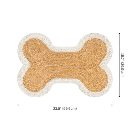 Mires 24 in. x 16 in. Braided Jute Pet Feeding Mat, Ivory/Natural