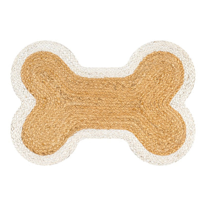 Mires 24 in. x 16 in. Braided Jute Pet Feeding Mat, Ivory/Natural
