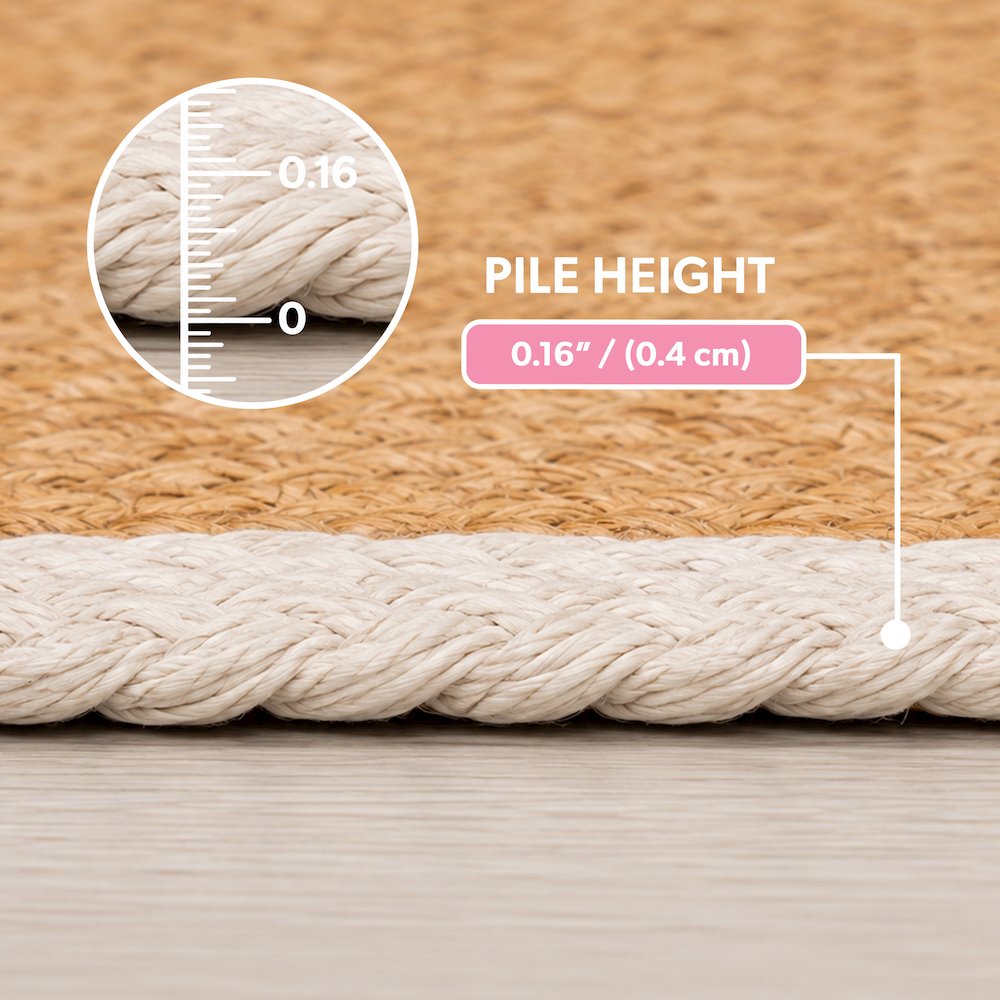 Mires 24 in. x 16 in. Braided Jute Pet Feeding Mat, Ivory/Natural