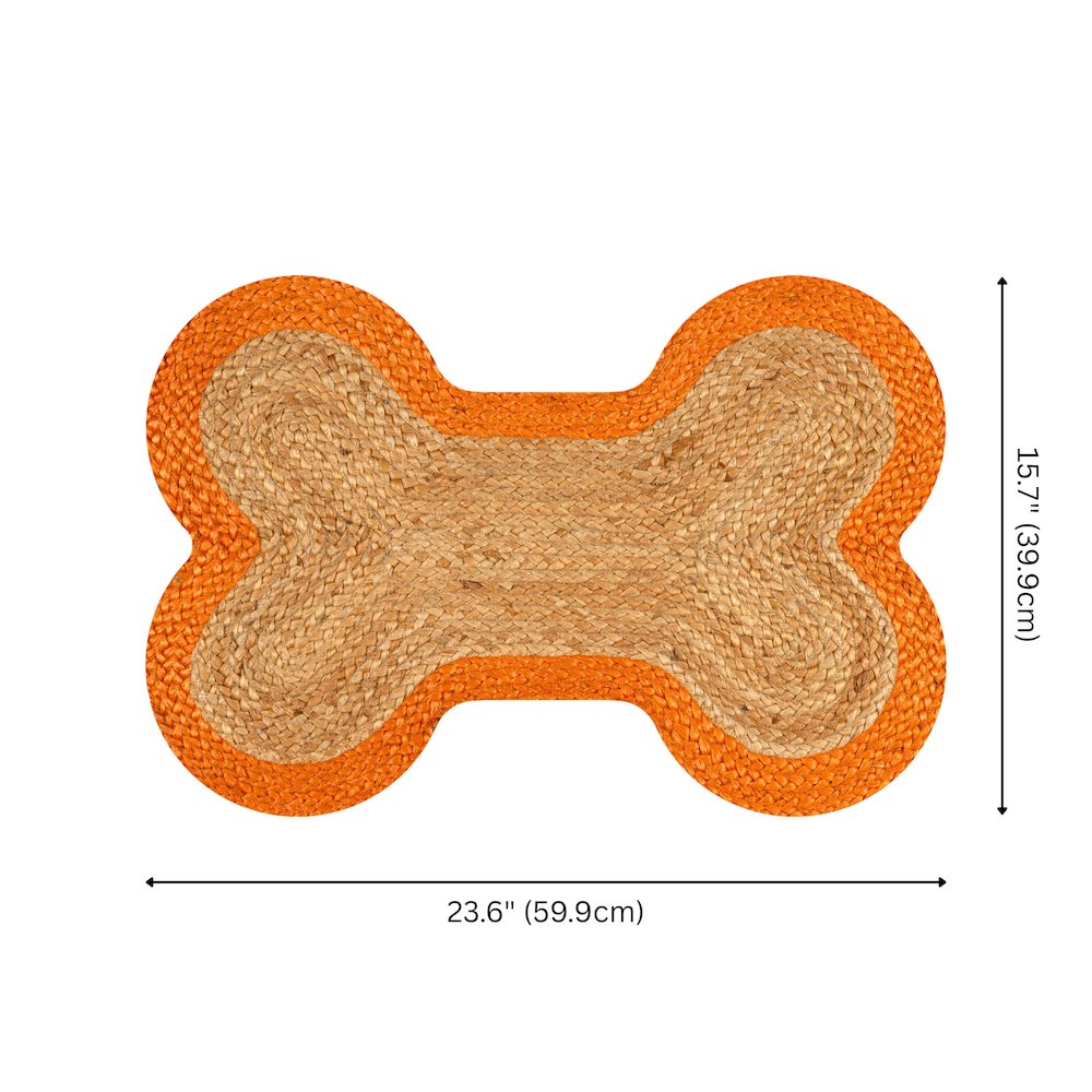 Mires 24 in. x 16 in. Braided Jute Pet Feeding Mat, Orange/Natural