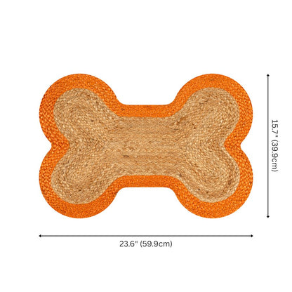Mires 24 in. x 16 in. Braided Jute Pet Feeding Mat, Orange/Natural