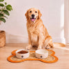 Mires 24 in. x 16 in. Braided Jute Pet Feeding Mat, Orange/Natural