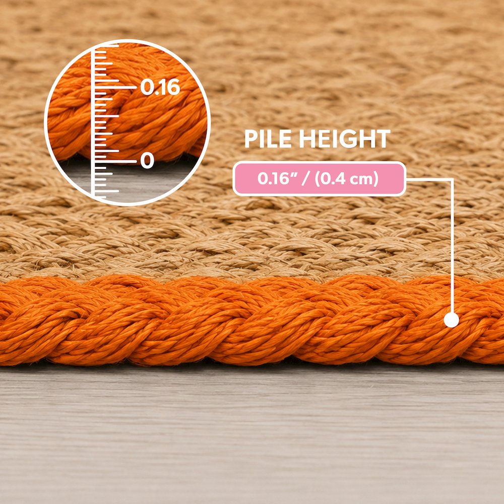 Mires 24 in. x 16 in. Braided Jute Pet Feeding Mat, Orange/Natural