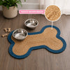 Mires 24 in. x 16 in. Braided Jute Pet Feeding Mat, Blue/Natural