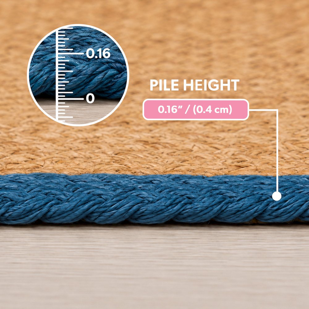 Mires 24 in. x 16 in. Braided Jute Pet Feeding Mat, Blue/Natural