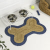 Mires 24 in. x 16 in. Braided Jute Pet Feeding Mat, Blue/Natural