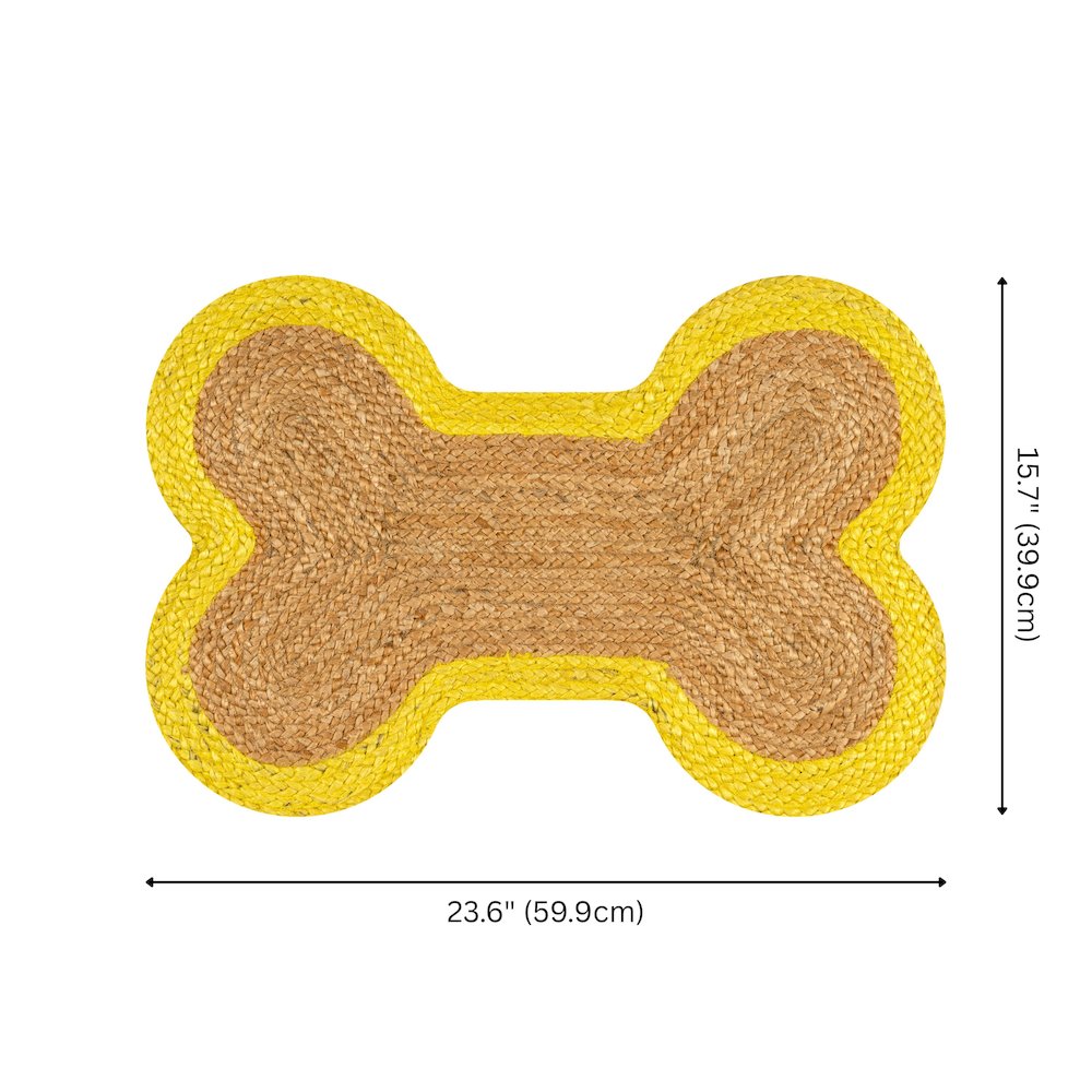 Mires 24 in. x 16 in. Braided Jute Pet Feeding Mat, Yellow/Natural