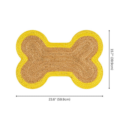 Mires 24 in. x 16 in. Braided Jute Pet Feeding Mat, Yellow/Natural