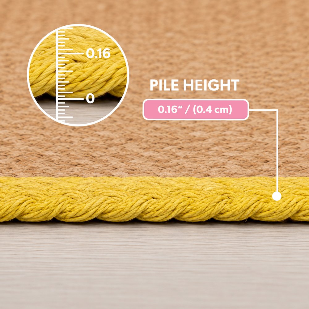 Mires 24 in. x 16 in. Braided Jute Pet Feeding Mat, Yellow/Natural