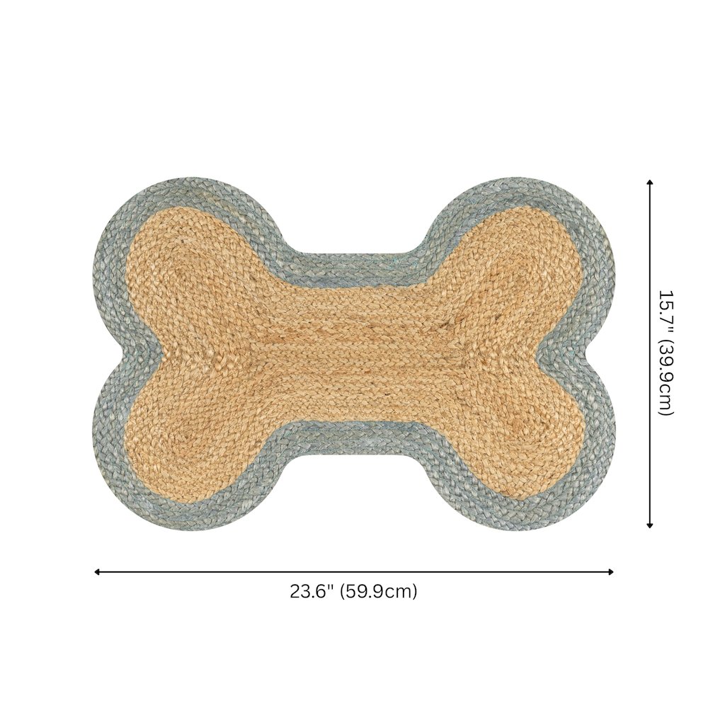Mires 24 in. x 16 in. Braided Jute Pet Feeding Mat, Gray/Natural