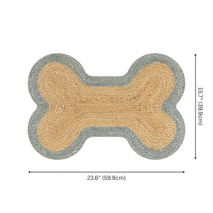 Mires 24 in. x 16 in. Braided Jute Pet Feeding Mat, Gray/Natural