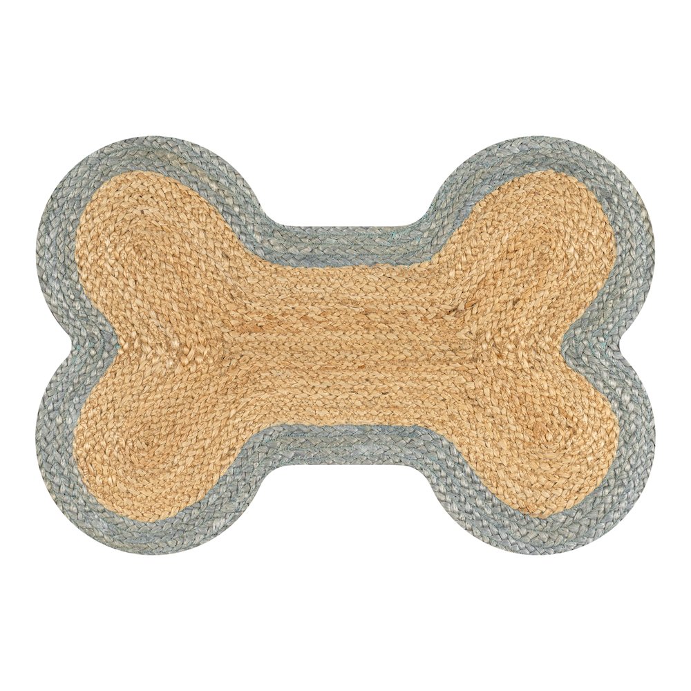 Mires 24 in. x 16 in. Braided Jute Pet Feeding Mat, Gray/Natural