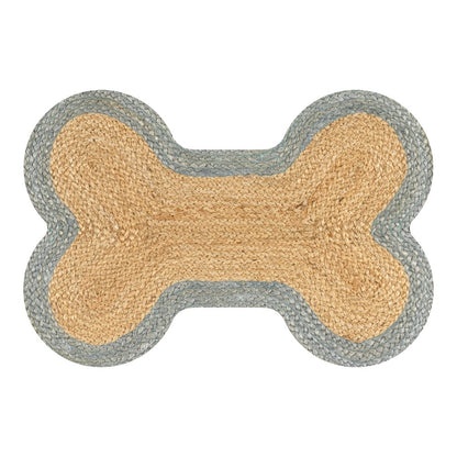 Mires 24 in. x 16 in. Braided Jute Pet Feeding Mat, Gray/Natural