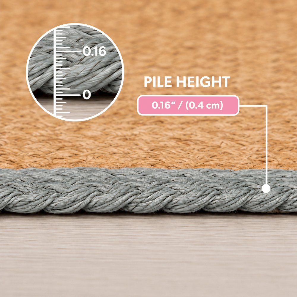 Mires 24 in. x 16 in. Braided Jute Pet Feeding Mat, Gray/Natural