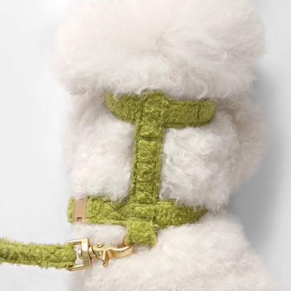 Teddy  Bouclé Adjustable H Harness and Leash Walk Set with Poop Bag Pouch