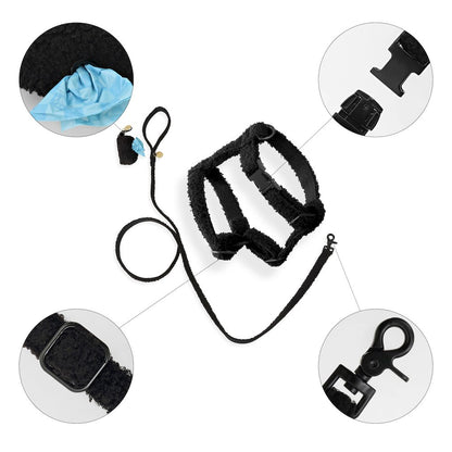 Teddy  Bouclé Adjustable H Harness and Leash Walk Set with Poop Bag Pouch