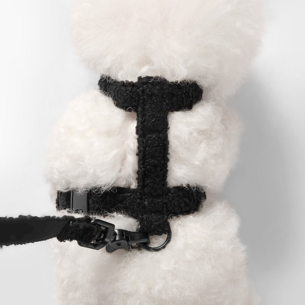 Teddy  Bouclé Adjustable H Harness and Leash Walk Set with Poop Bag Pouch