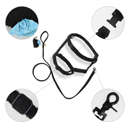 Teddy  Bouclé Adjustable H Harness and Leash Walk Set with Poop Bag Pouch